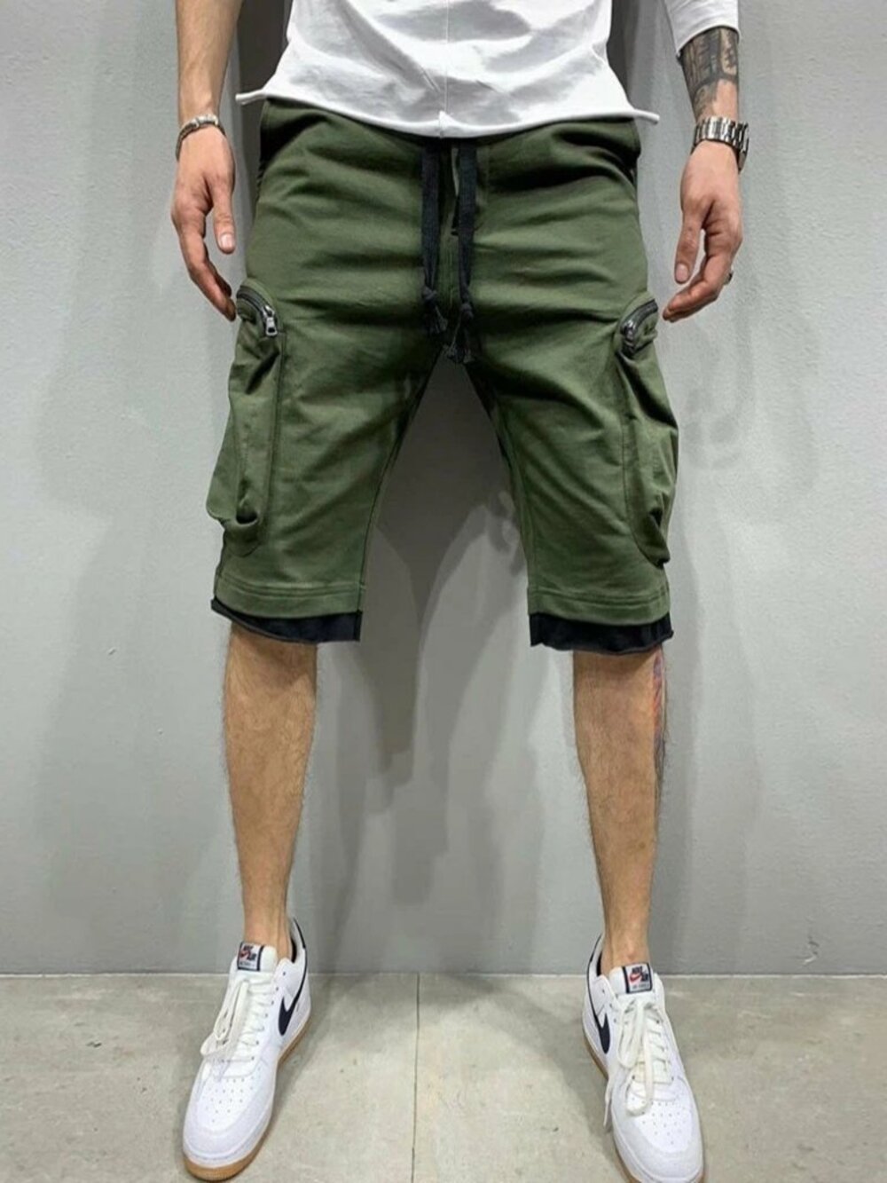 Men Casual Zipper Pocket Shorts Sport Joggers Pants Summer Gym Workout